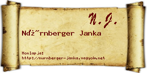 Nürnberger Janka névjegykártya